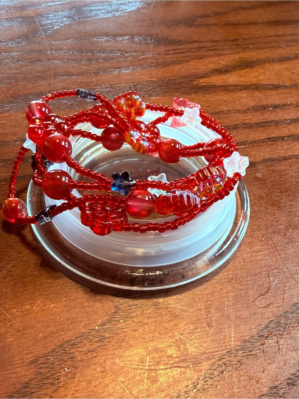 Red Beaded Multi-Strand Women's Bracelet/necklace